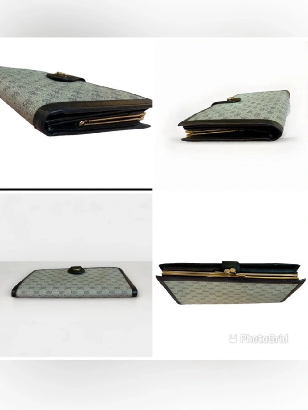 '80s Vintage Gucci Navy GG Long Monogram Clutch-Wallet - Picture 13 of 14